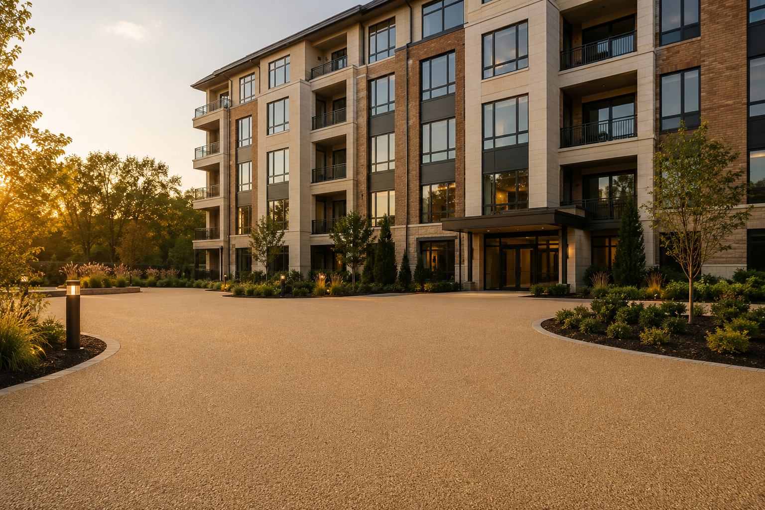 Engineered resin bound surface with underground stormwater infiltration system