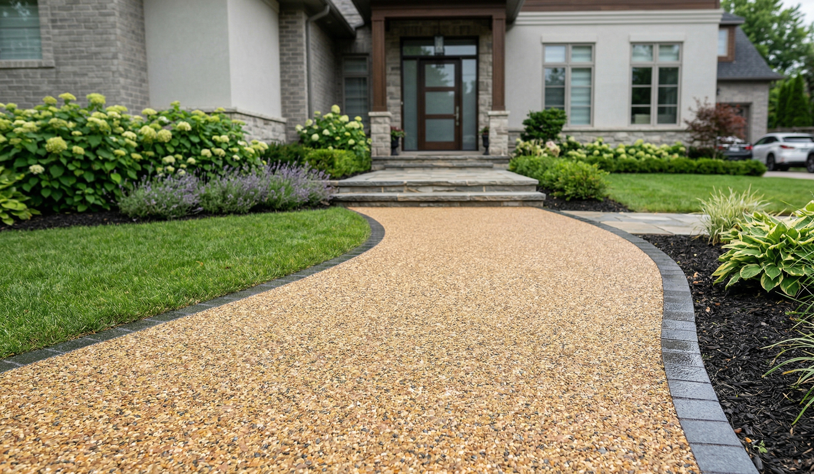 Resin bound permeable driveway surface